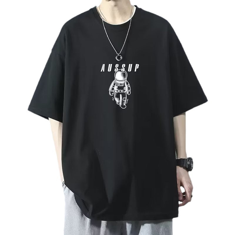 Summer new short-sleeved loose T-shirt men's casual half-sleeve trend T-shirt undershirt five-sleeved top
