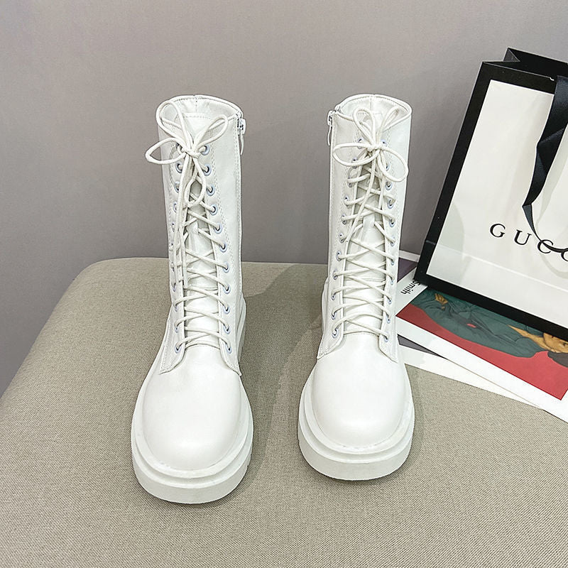 Z35-43 Plus Size Women's Shoes Internet Red Handsome Martin Boots Women's British Wind Medium Thin Boots 41 Thin Biker Boots 4