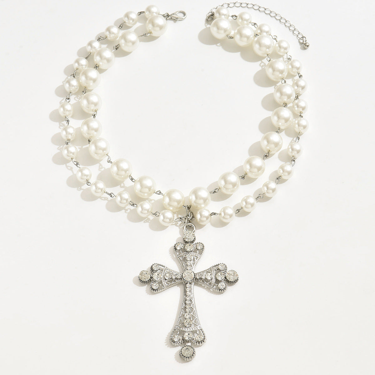 European and American cross-border jewelry fashion multi-layer punk cross necklace ins geometric alloy collarbone chain