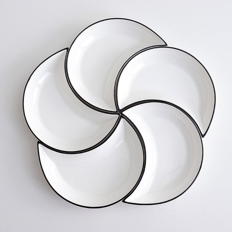 Plate combination tableware moon platter household ceramic plate creative simple vegetable plate seafood plate cross-border supply supermarket