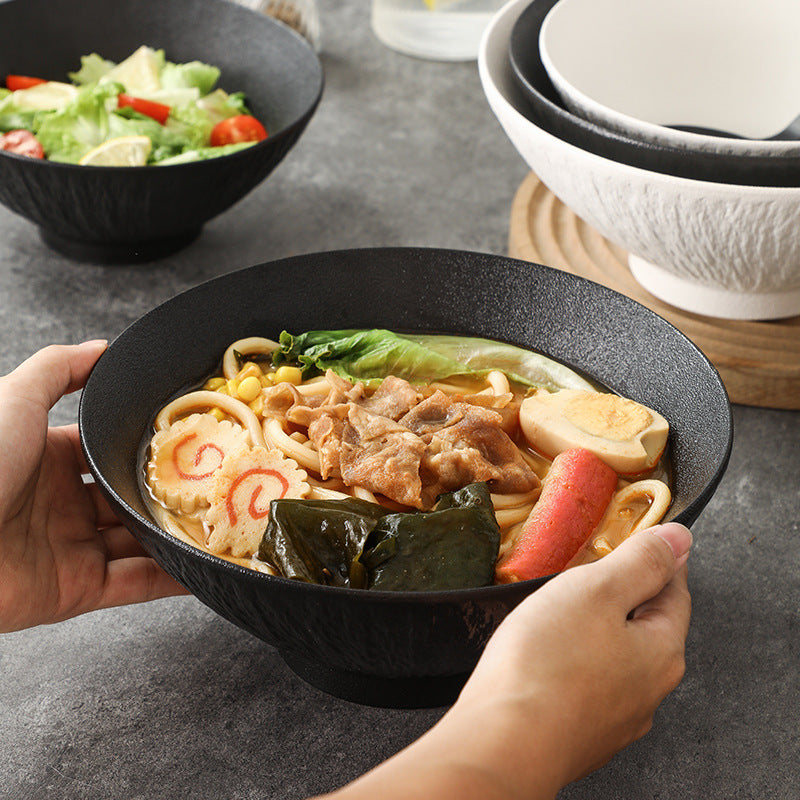 Stone grain new noodle bowl household high-quality noodle restaurant commercial large bowl ceramic Japanese style large hat noodle bowl ramen bowl