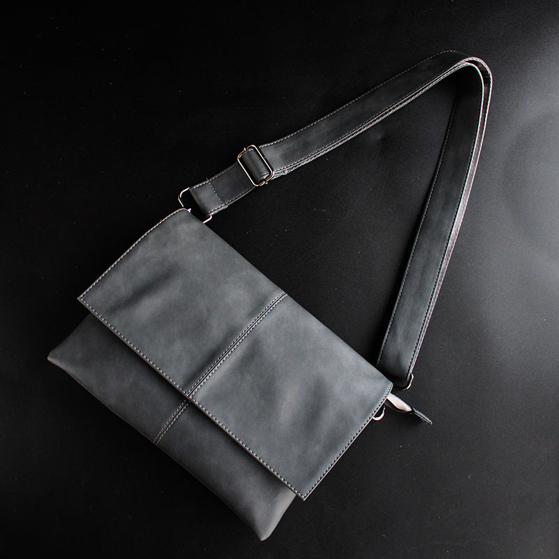 Soft leather crossbody bag men's large capacity trendy shoulder bag multi-compartment real men's bag new casual trendy men's and women's bag brand