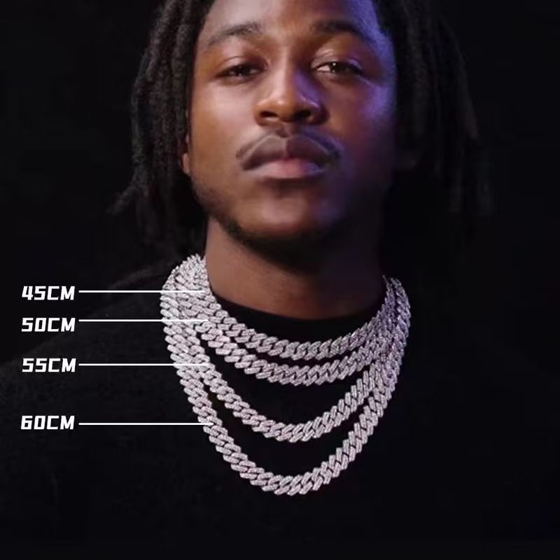 Cross-border alloy full diamond 13mm Cuban necklace men's hot sale hip hop accessories clavicle chain light luxury high-end jewelry