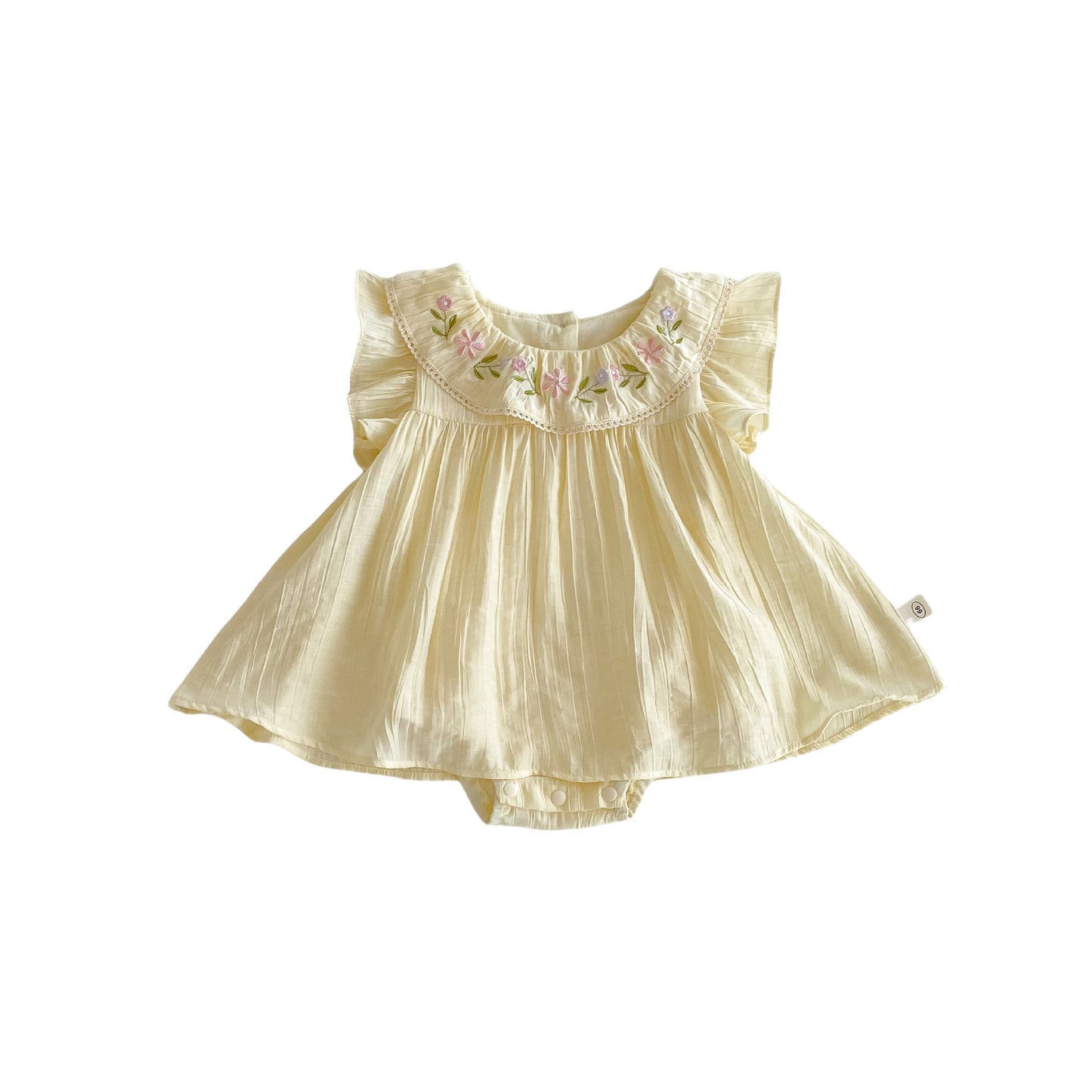 Baby embroidered bag fart dress 2025 new summer baby girl Korean version flying sleeve bag fart skirt newborn solid color clothes