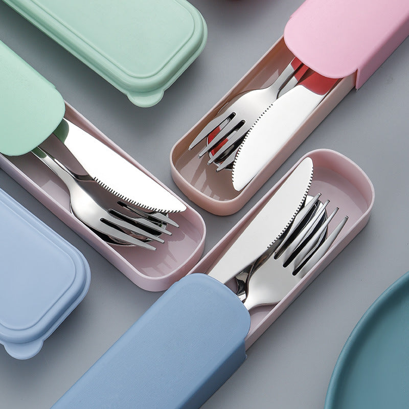 Creative stainless steel portable cutlery knife, fork and spoon three-piece set of home simple student outdoor creative set gifts