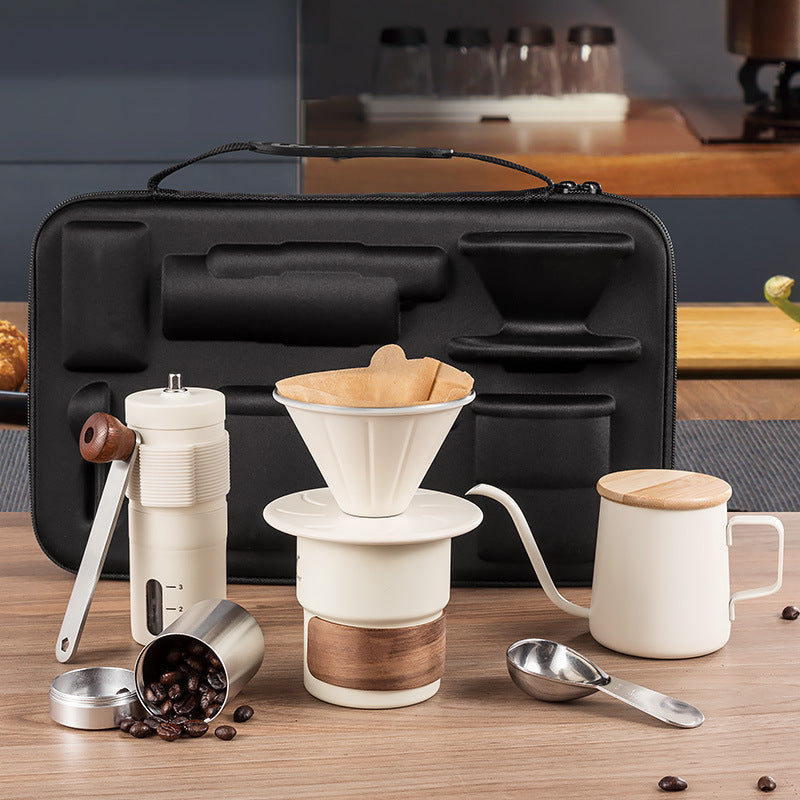 Pour-over coffee set, outdoor camping, coffee equipment, portable travel coffee pot, hand grinder, coffee machine