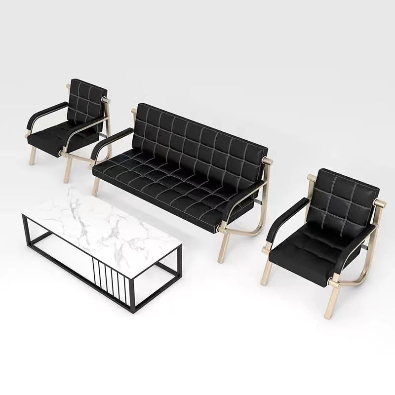 Office sofa reception simple modern iron business office three-person sofa middle coffee table table combination