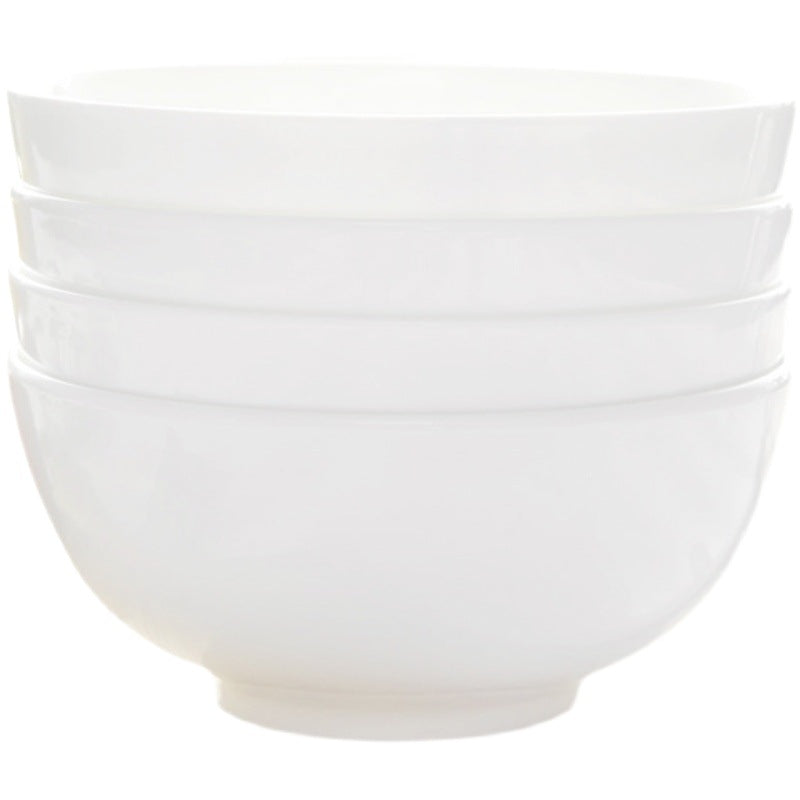 Pure White Bone China Bowl 4.5 Inch Dinner Bowl White Ceramic Bowl 6 Inch Large Bowl Soup Bowl Home Noodle Bowl Hotel Catering