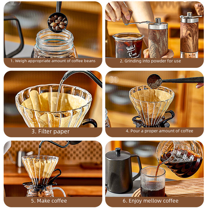 Full Set of Portable Coffee Wholesale Outdoor Combo Gifts Home American Gift Box Pour-over Coffee Pot Set