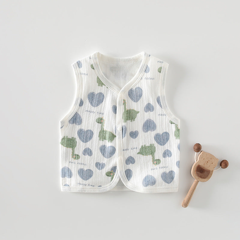 Baby vest single layer spring and autumn children's vest newborn boys girls thin autumn pony clip baby vest