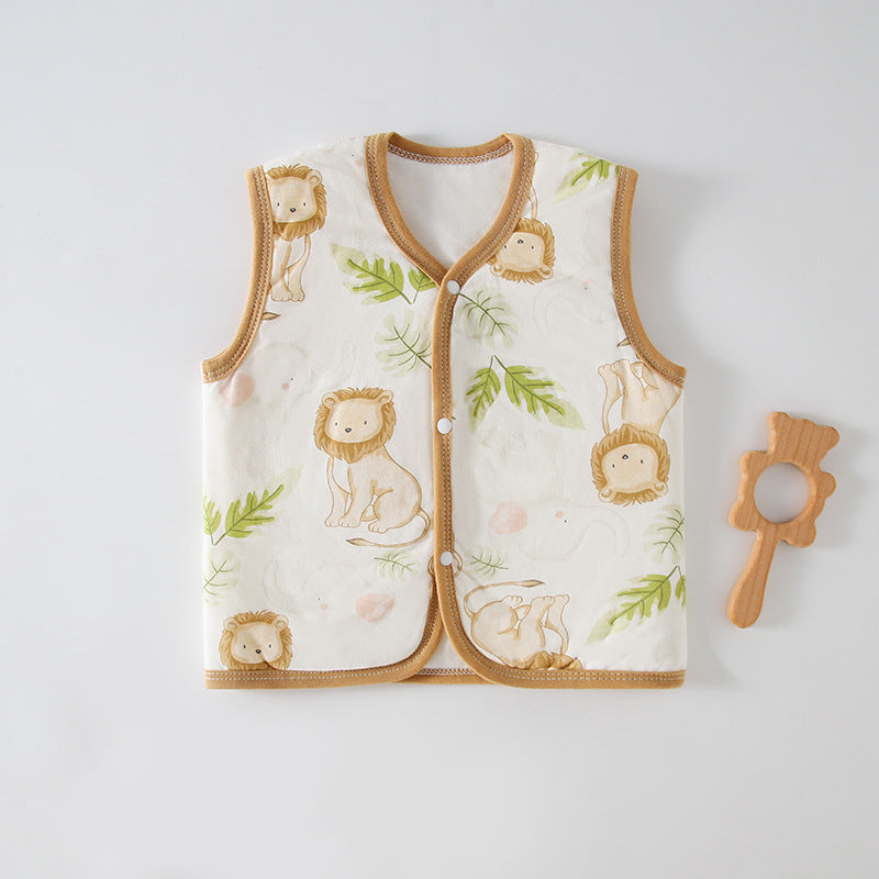 Children's vest class a baby clothes padded warm horse jacket shoulder baby vest 40g thin cotton autumn winter cardigan