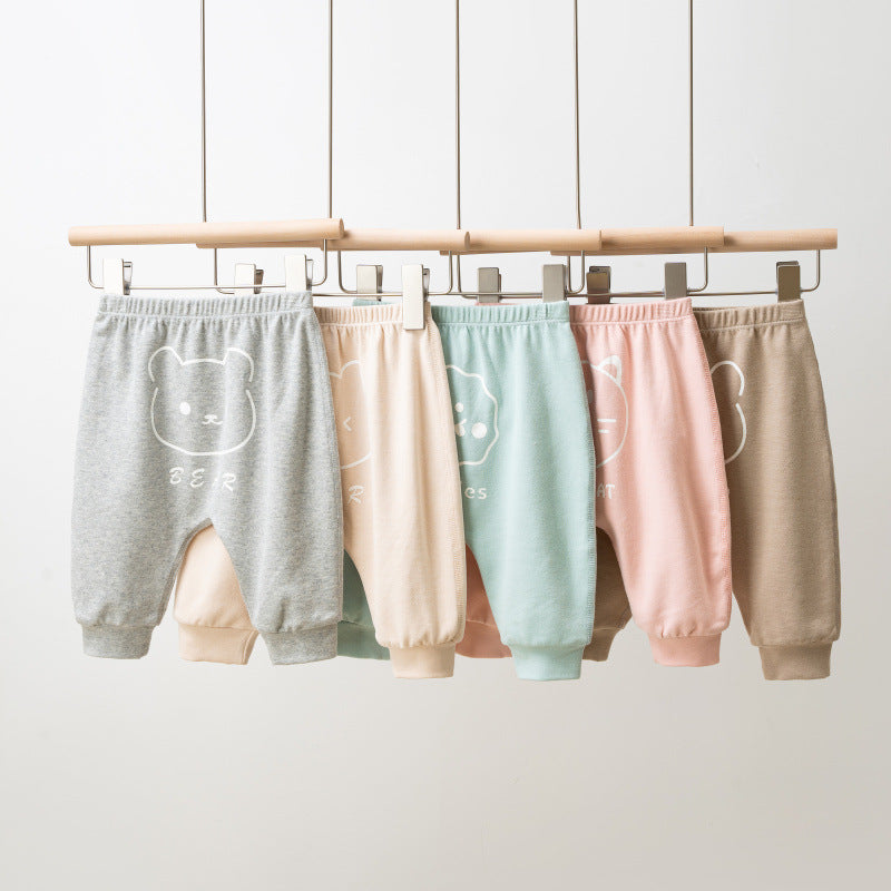 Baby big pp pants spring and autumn leggings male and female baby big ass pants cotton loose outer wear harem pants 1 year old
