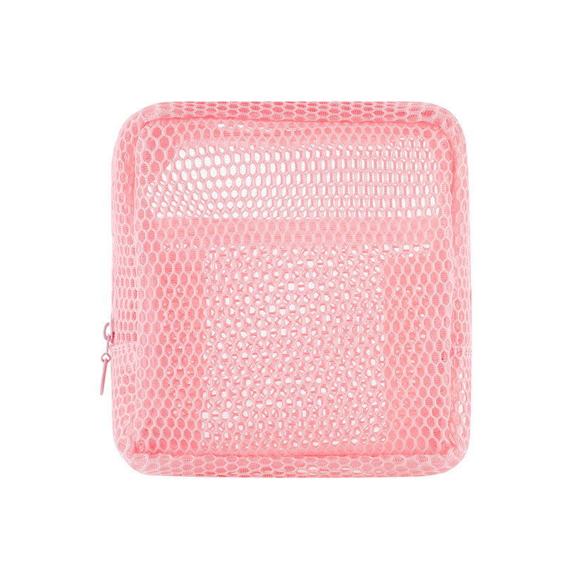 Dopamine color tofu bag Portable mesh cosmetic bag Lipstick small square bag storage bag mesh tampon bag
