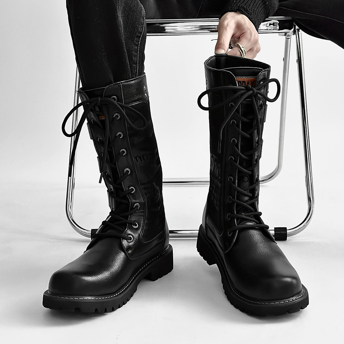 Men's high-top bootsKorean trendy bootsMen's platform lace-up Martin bootsHigh bootsBritish plus size boots 983