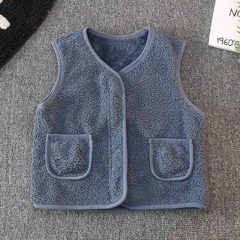 Children's vest warm vest wears lambswool inside 2024 new autumn and winter models for girls and boys spring and autumn boys shoulders