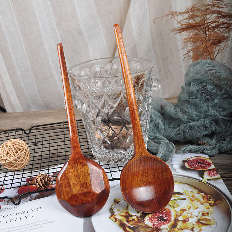 New long-handled spoon, tortoiseshell wooden soup spoon, large ramen spoon, creative kitchenware cooking mixing spoon, mukbo spoon