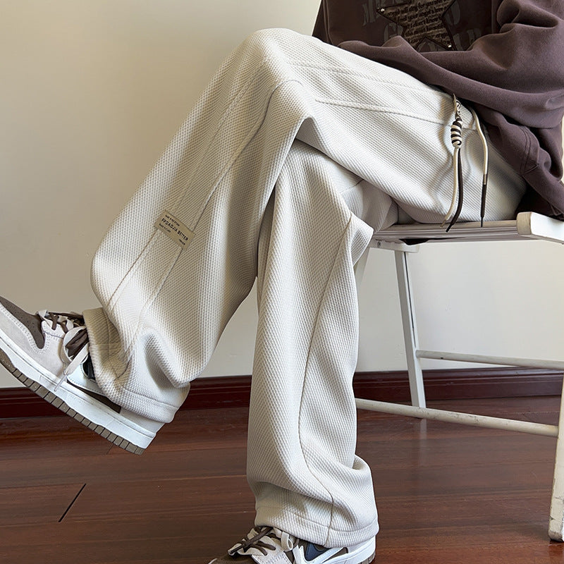 Trendy brand casual pants men's loose spring and autumn new drawstring sweatpants teen students high-quality sweatpants