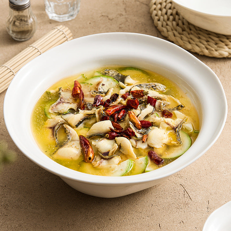 Flowers, boiled sauerkraut, fish, large pots, deep soup bowls, household high-quality tableware, ceramic noodle bowls, rice bowls, single large size
