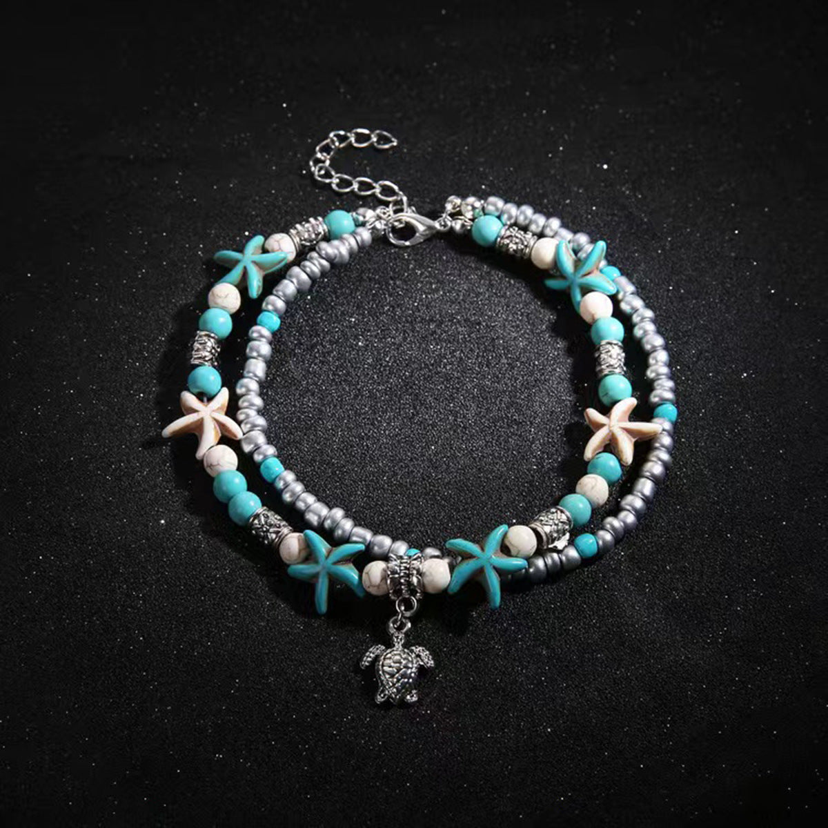 European and American fashion beach style bracelet anklet combination multi-layer pendant shell starfish turtle anklet yoga bracelet women