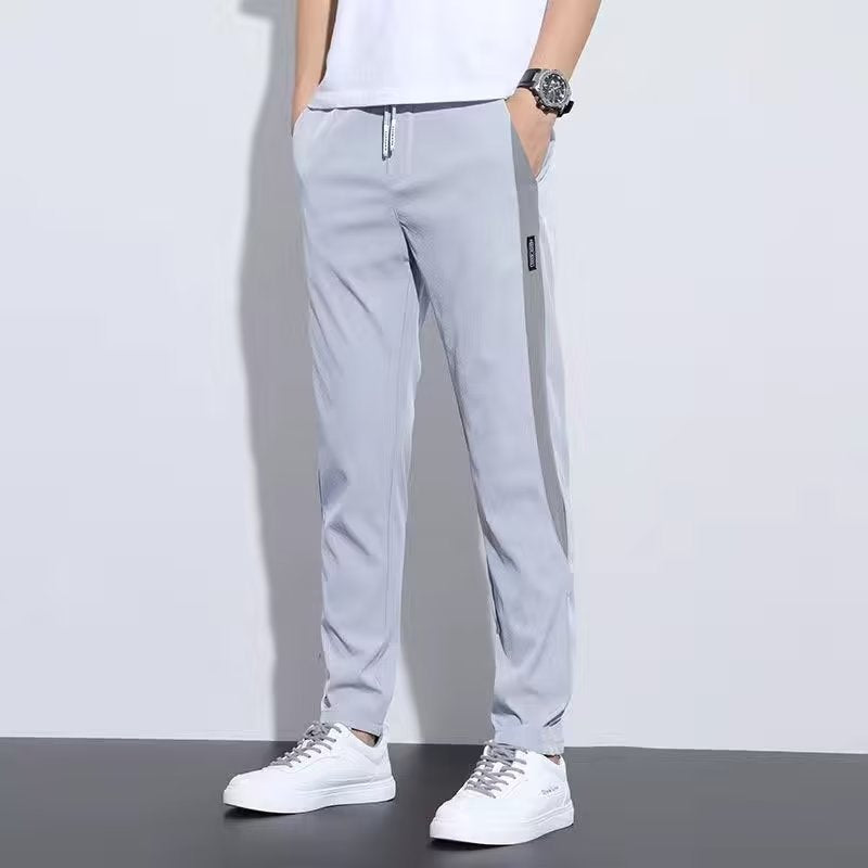 Source manufacturer pants, boys' loose stretch straight slacks, ice silk slim style trendy men's pants, men's sports