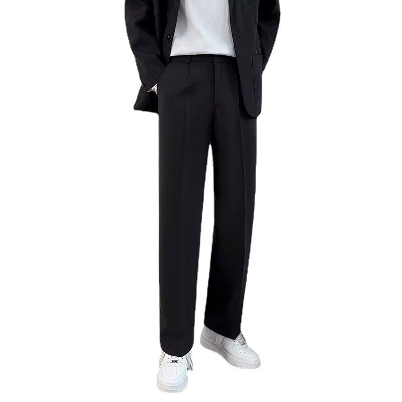 Casual trousers men's straight loose Korean version trendy wide-leg pants suit pants drape all-match ruffian handsome pants men