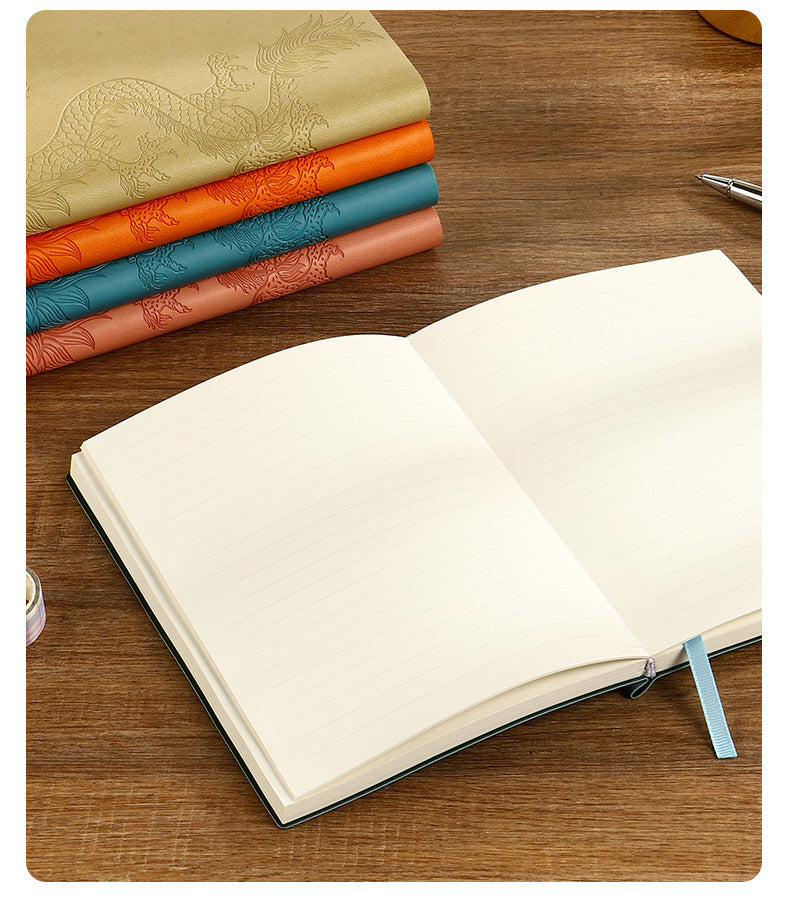 Leather notebook custom A5 simple ins style hand ledger diary notepad soft leather thickened horizontal line dragon version