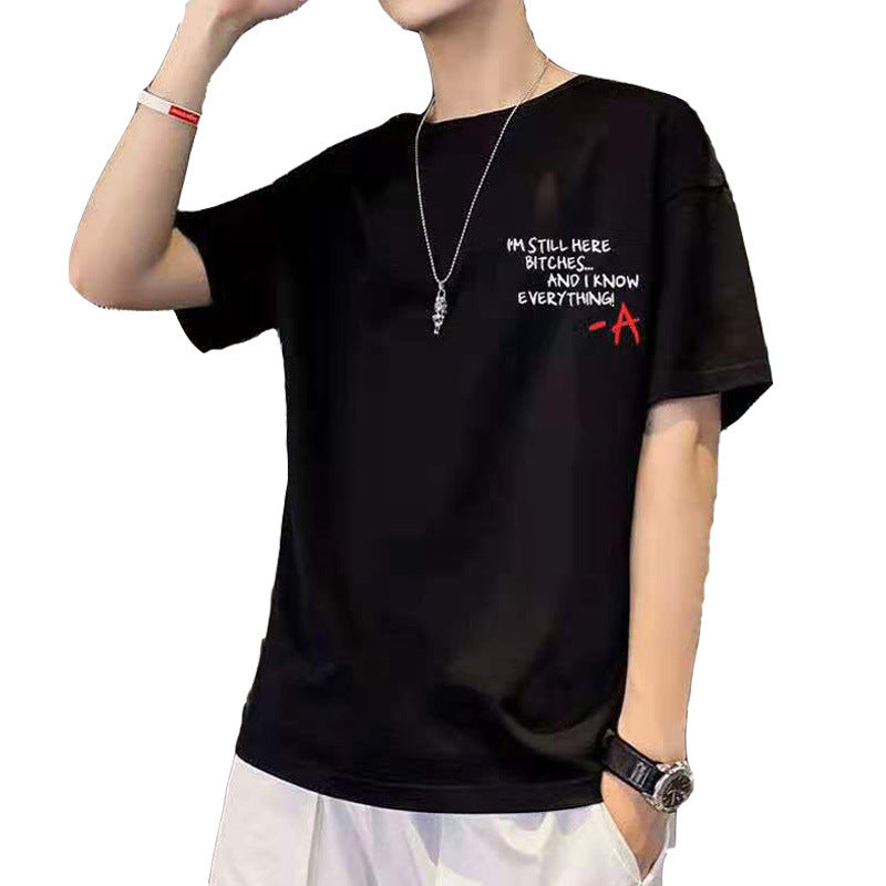 men's short sleeve t-shirt 2024 new summer trend korean loose base layer shirt clothes shirt plus size teen
