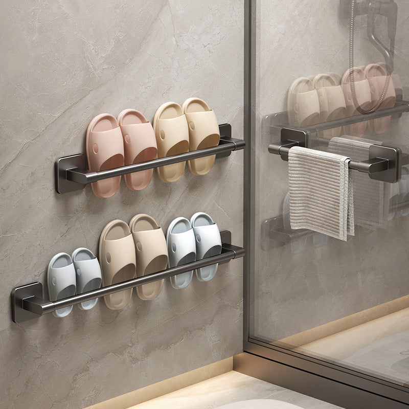 Bathroom slipper rack toilet door free wall mounted drain storage hanger shoe storage artifact