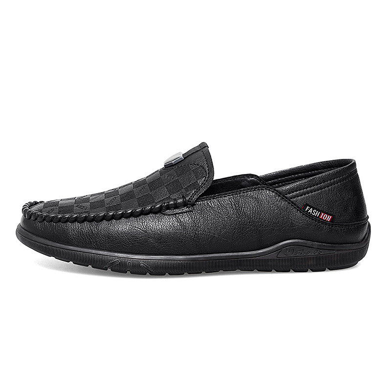 Summer new driving men's beanie shoes pure hand-stitched soft soles men's leather shoes embossed men's shoes driving shoes