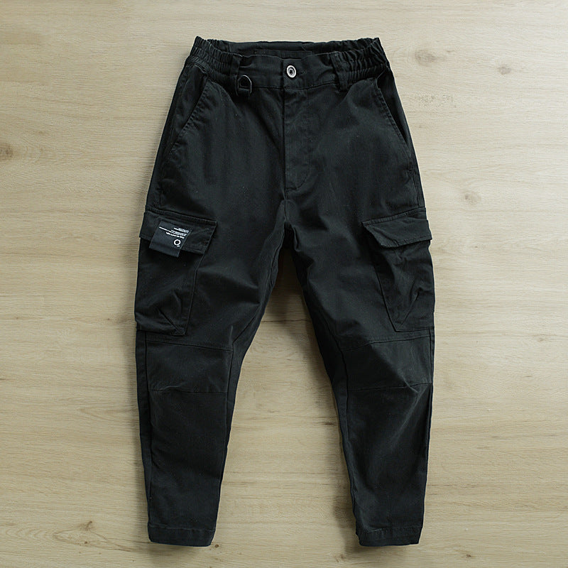 2024 Spring/Summer New Khaki Multi-Pocket Loose Leggings Cargo Pants Men's Trendy Small Feet Casual Pants