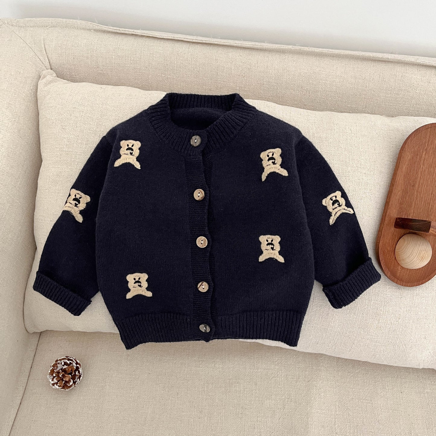 Korean children's clothes boy's suit 2025 new spring clothes fashionable knitted cardigan autumn foreign baby cute coat