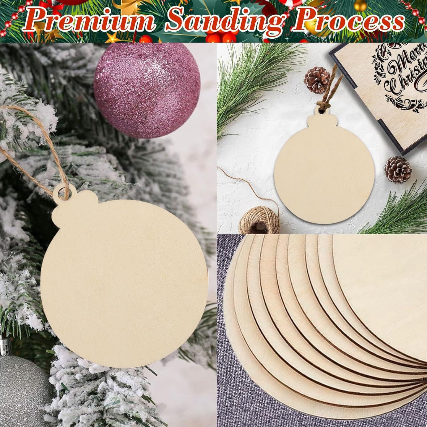 Christmas pendants home décor items wood craft wood chips Christmas tree props holiday gifts hand painted hanging ornaments