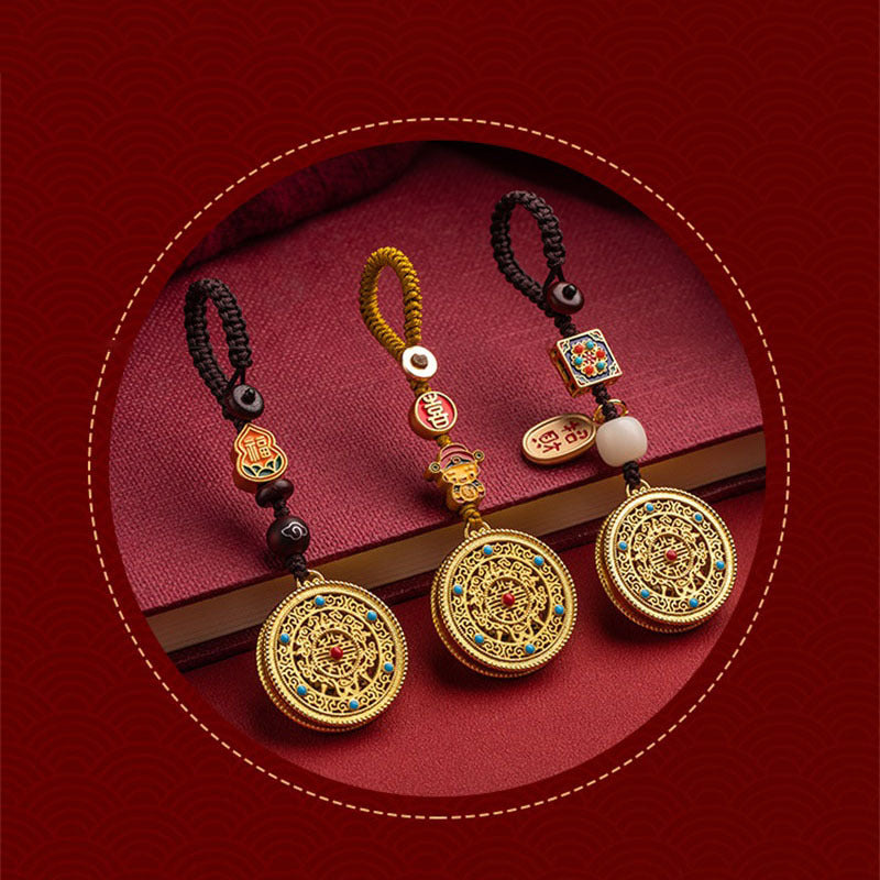 The ancient style of the national tide, the ancient method, the golden five blessings, the consummation, the car key chain, the pendant, the God of Wealth, the peace bag, the sand gold ornament, the round medallion