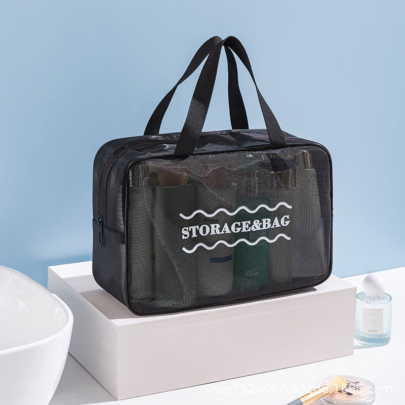 Nylon mesh handheld toiletry bag portable travel storage breathable high value cosmetic storage bag wholesale