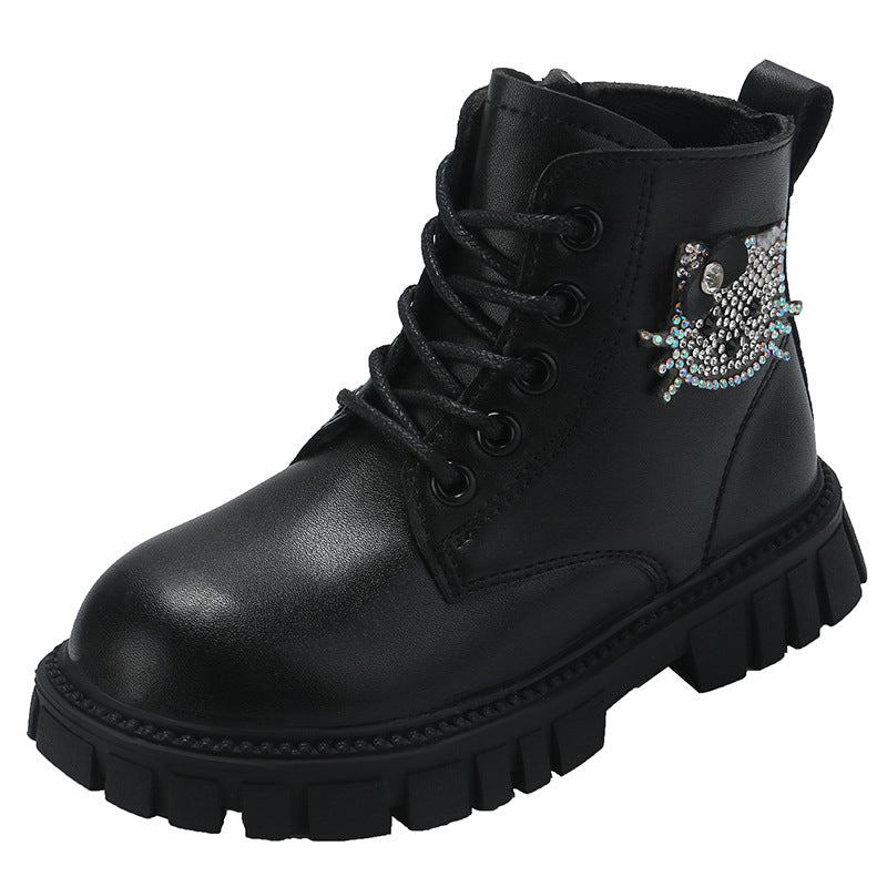 Children's Martin boots 2025 spring/autumn new girls' British-style ankle boots, large and medium cartoon boots, elementary school students' single boots
