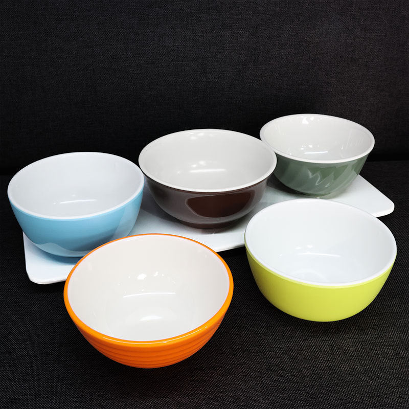 Melamine two-color rice bowl Japanese melamine porridge bowl Hot pot fast food 4.5 inch small bowl children's steamed vegetable bowl