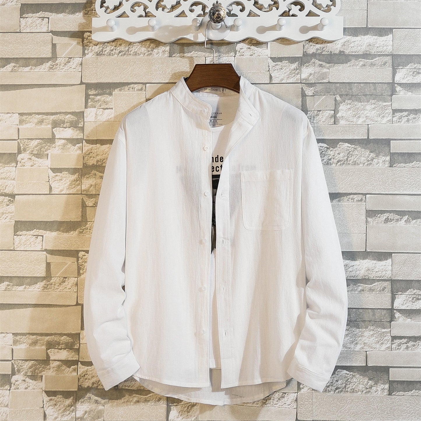 Men's linen short-sleeved shirt summer linen youth summer loose loose cotton and linen shirt men's clothing
