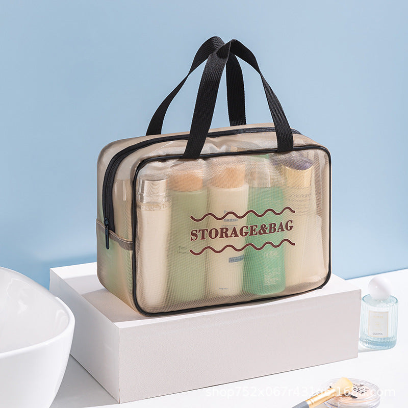 Nylon mesh handheld toiletry bag portable travel storage breathable high value cosmetic storage bag wholesale
