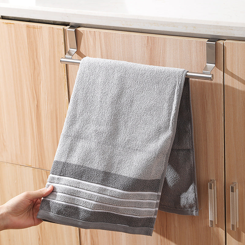 Non-perforated stainless steel towel rack household cabinet door hook rack bathroom single rod towel rack bath towel rack wholesale