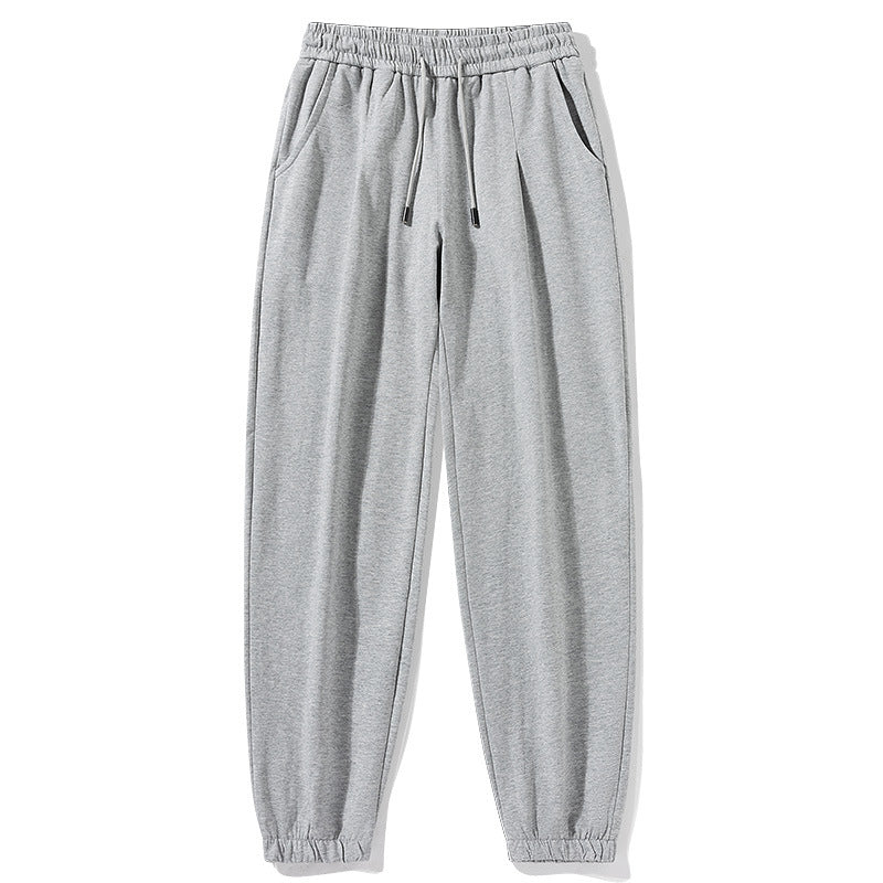 Ultra thin summer thin cotton casual long pants light gray loose straight leg sweatpants elastic waist men's sweatpants