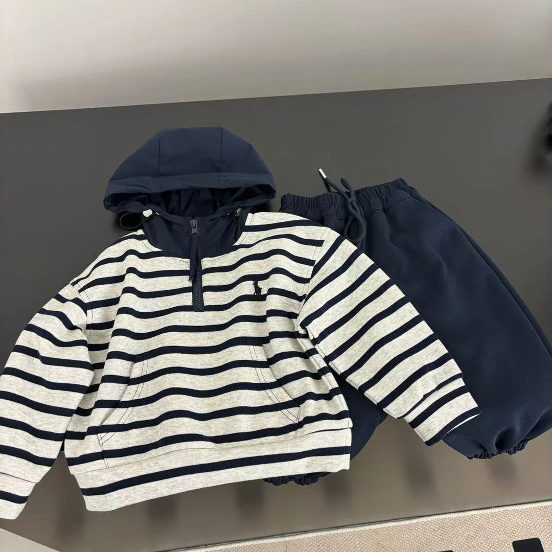 Linlin Mom Children's Set 2025 Spring New Men and Women Embroidery Sweatshirt Set Baby Sports Two-Piece Set