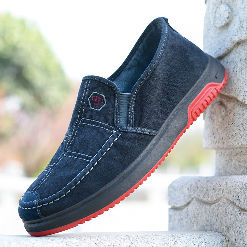 Old Beijing cloth shoes men's breathable soft-soled work shoes cow a kick dad canvas shoes wholesale casual single shoes on behalf of the hair