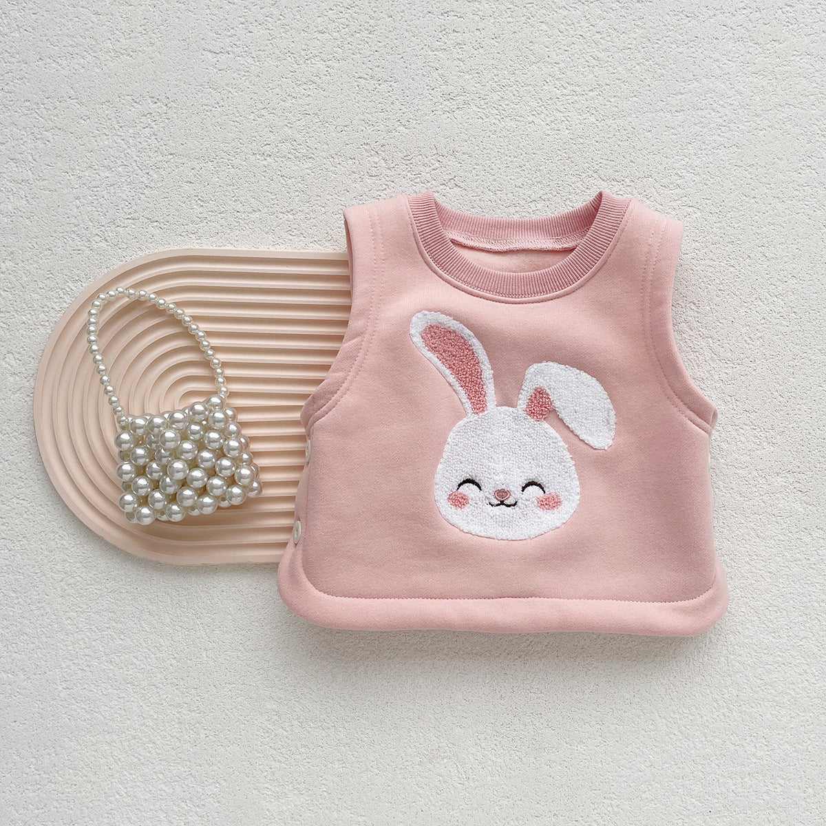 2025 baby autumn winter children's cute cartoon plush vest vest newborn boys and girls baby warm top