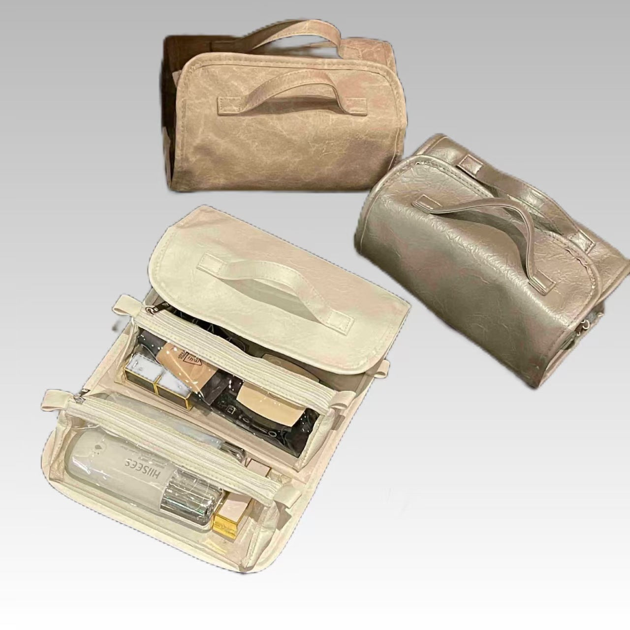 Portable cosmetic bag travel carry-on large capacity storage handbag photographer hand-held makeup worker Long Mai