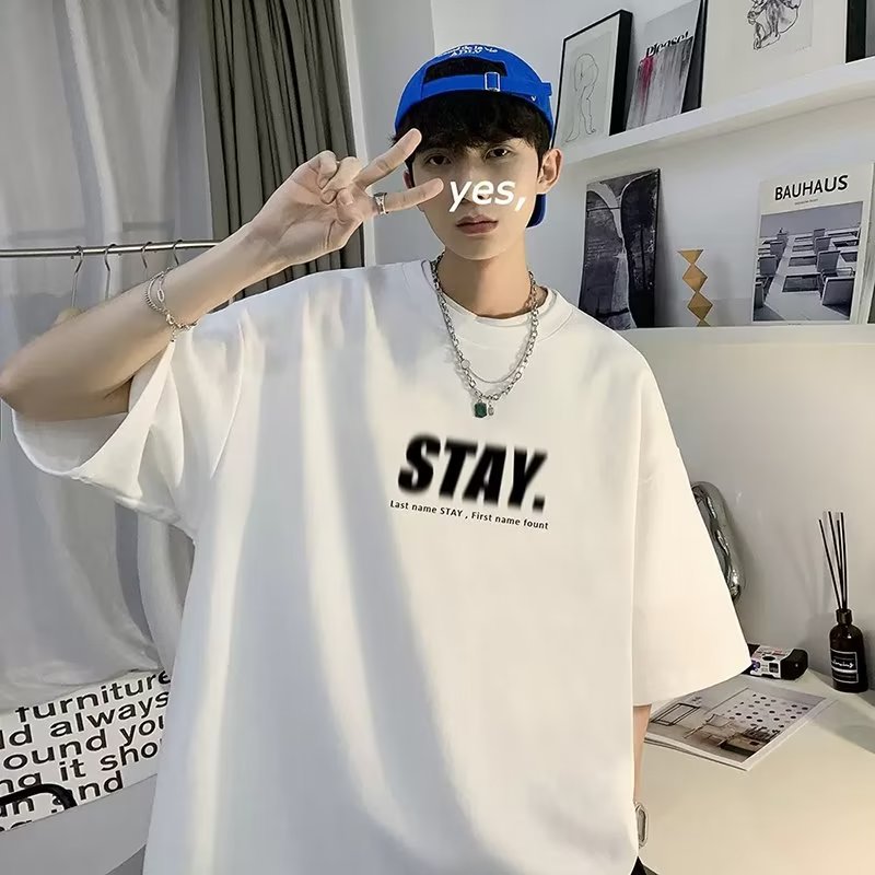 Summer new short-sleeved loose T-shirt men's casual half-sleeve trend T-shirt undershirt five-sleeved top