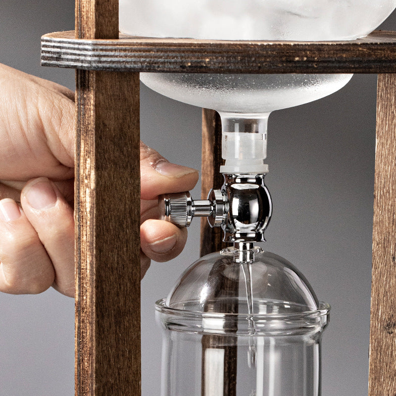 Factory Spot Ice Drip Coffee Maker Cold Brew Pot Wooden Pour-Over Coffee Set Ice Brew Coffee Brew Pot Drip Type