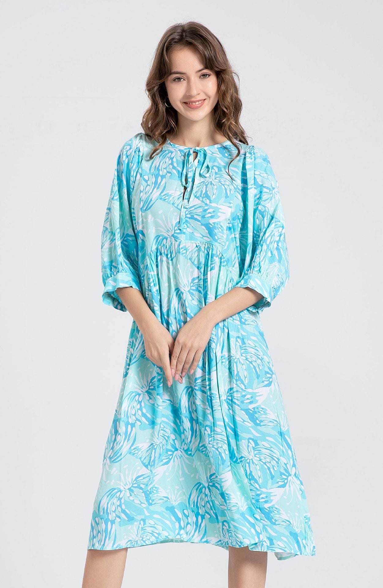 Amazon AliExpress cross-border hot selling personality literary and artistic European and American style people cotton floral fashion printed dress