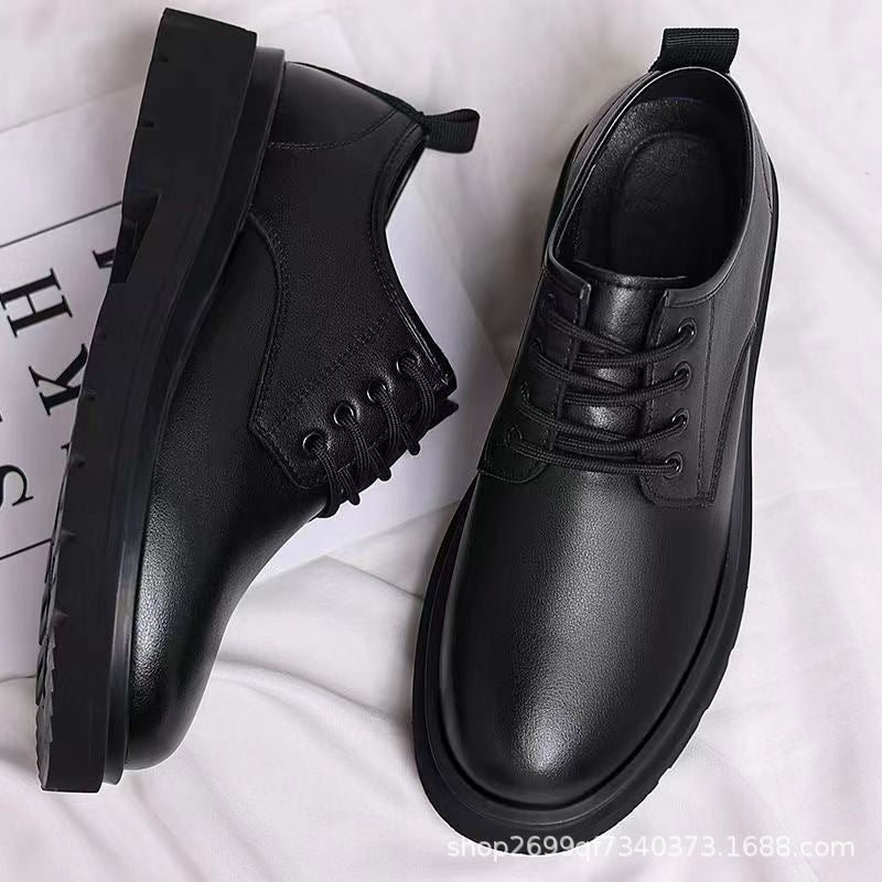Spring 2025 New Men's Shoes Workwear Shoes Versatile Trend British Style Casual Shoes Men's Platform Leather Shoes Delivery