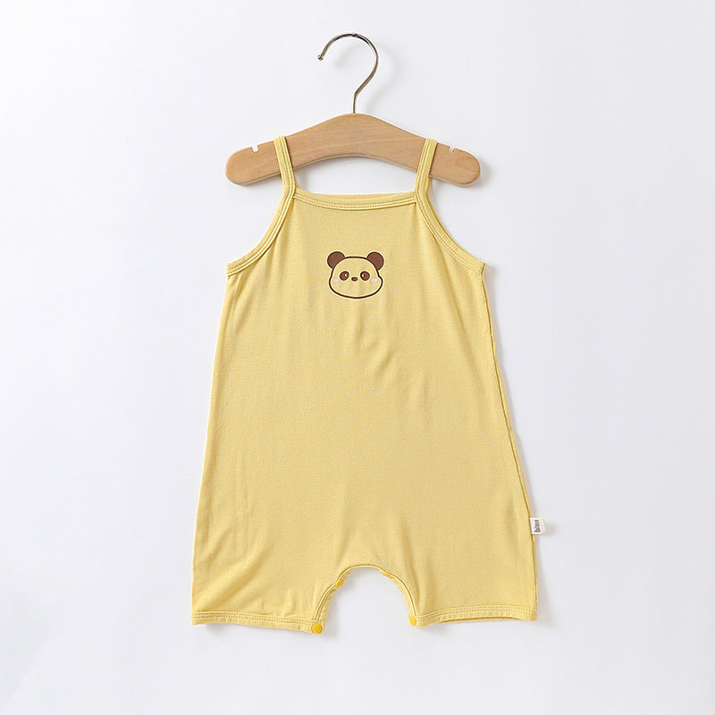 Baby suspender coveralls, sleeveless vests, bears, hayi, modal ice, silk, summer crawling clothes for boys and girls
