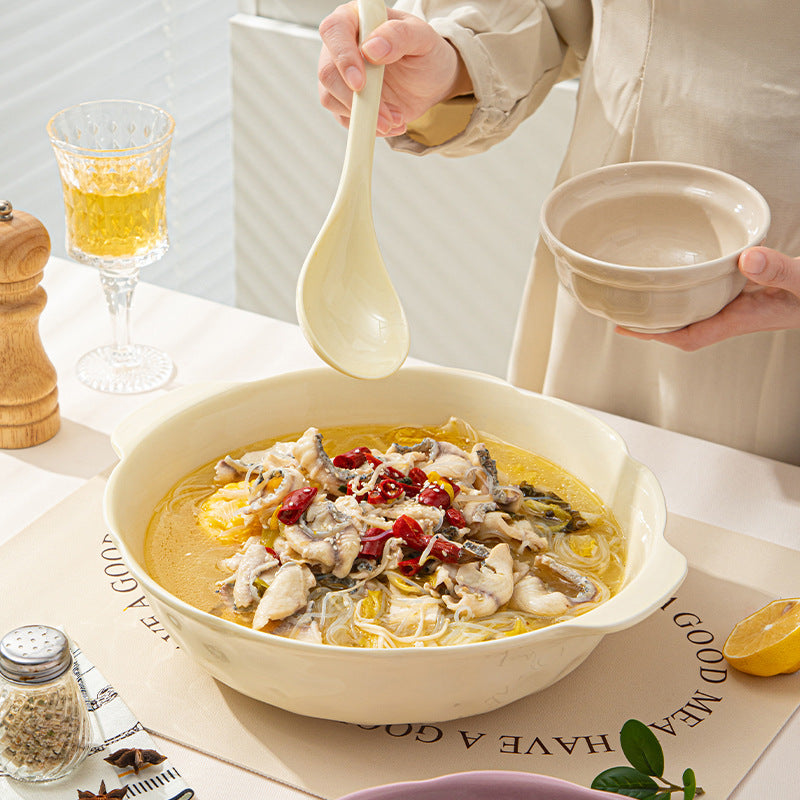 Creative high-value cream ins-style large basin wholesale household large-capacity amphora ceramic bowl, soup bowl, sauerkraut fish bowl